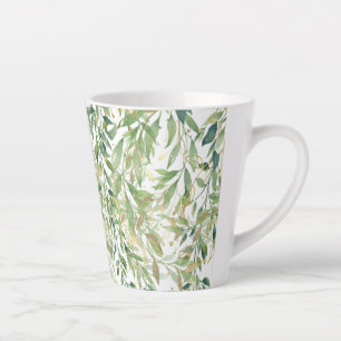 Tasse Latte Feuille De Plante décoratifs Or Et Vert