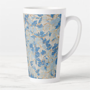 Tasse Latte Feuille d'or bleue