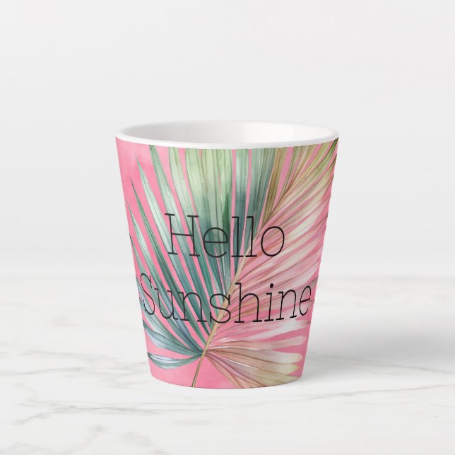 Tasse Latte Feuille tropicale rose vert (Devant)