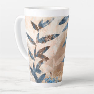 Tasse Latte Feuilles à couche Abstraite - Bleu et Neutre
