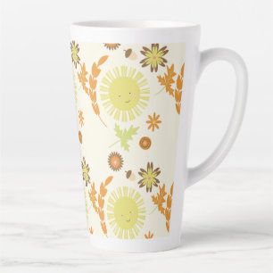 Tasse Latte Feuilles d'arbres au soleil d'automne Gland Saison
