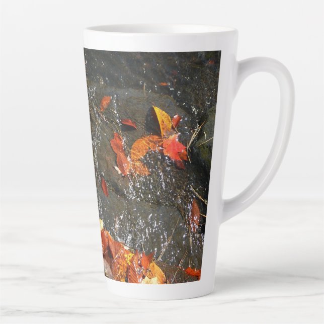 Tasse Latte Feuilles d'automne dans la cascade I Photographie  (Droite)