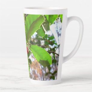 Tasse Latte Feuilles de houx II Nature botanique de vacances