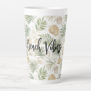 Tasse Latte Feuilles de palmier vert de Shells Beach