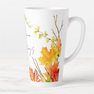 Tasse Latte Feuilles d'érable d'automne avec texte personnalis
