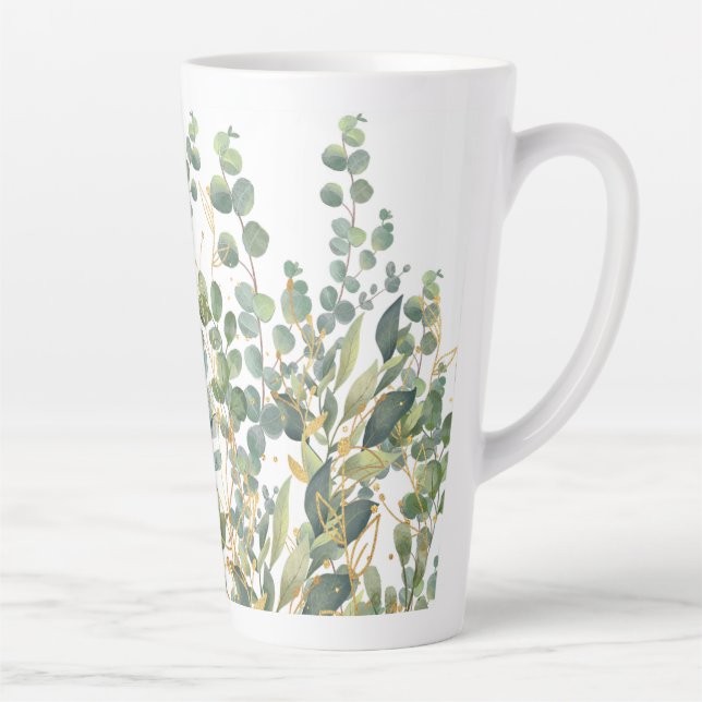 Tasse Latte Feuilles D'Eucalyptus Botanique Or Et Vert (Droite)