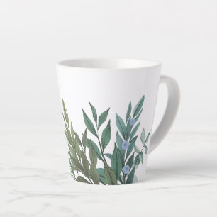Tasse Latte Feuilles Turquoises Contemporary Botanical Latte M