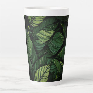 Tasse Latte Feuilles Vertes Tropicales  Cadeau de Chauffage de
