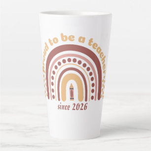 Tasse Latte Fière d'être une enseignante rétro marron orange