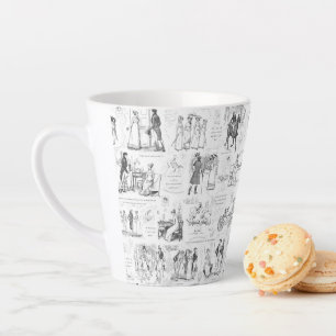 Tasse Latte Fierté et préjugé Citations de toile blanche noire
