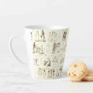 Tasse Latte Fierté et préjugé Citations de toile crème beige