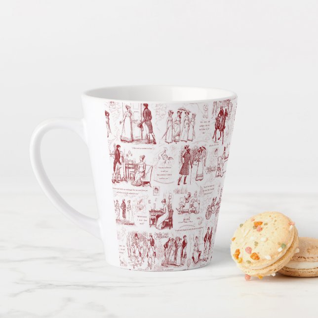 Tasse Latte Fierté et préjugés Citations de toile rouge (En situation)