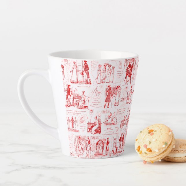 Tasse Latte Fierté et préjugés Citations de toile rouge (En situation)