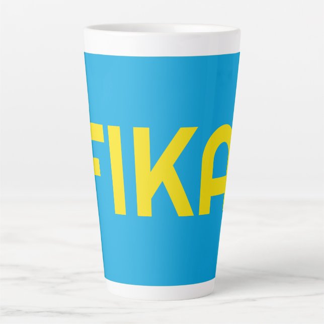 Tasse Latte FIKA Bold Jaune et bleu (Devant)