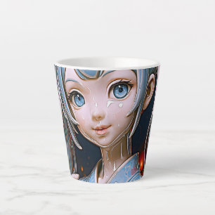 Tasse Latte Fille Anime en Porcelaine Rêveuse