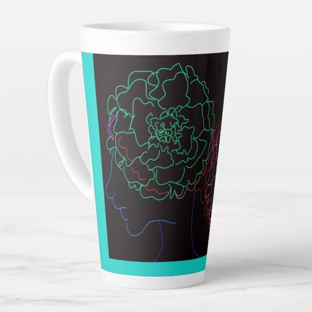 Tasse Latte Fille aux afro-puffs de souci (Angle gauche)