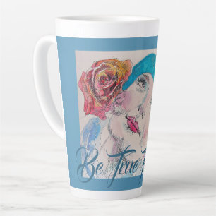 Tasse Latte Fille Avec Rose Rouge Soyez Fidèle À Vous Latte Mu