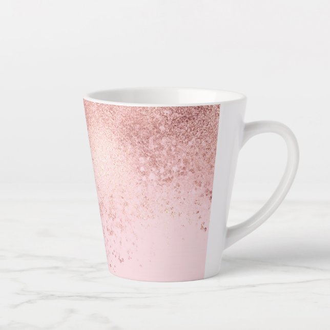 Tasse Latte Fille Blush Rose Or Sprayed Confetti Ombre (Droite)