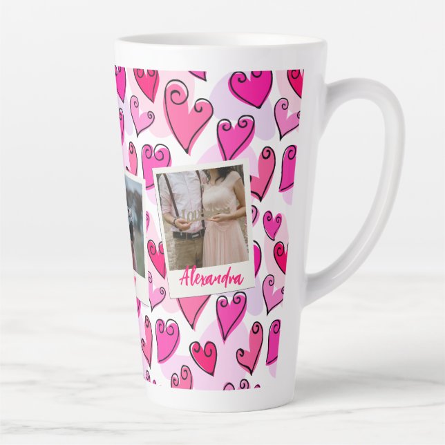 Tasse Latte Fille Coeurs roses mignonette Romantique Saint-Val (Droite)