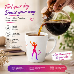 Tasse Latte Fille d'anime dansant avec des notes de musique -