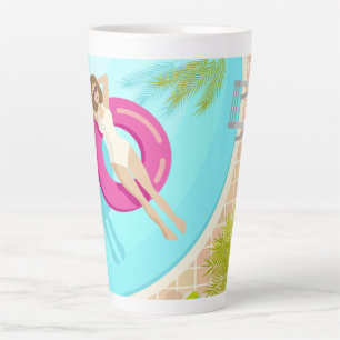Tasse Latte Fille de piscine en bikini plage d'été