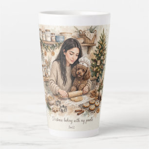 Tasse Latte Fille embrassant un chiot Caniche – Maman Caniche