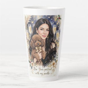 Tasse Latte Fille embrassant un chiot Caniche – Maman Caniche
