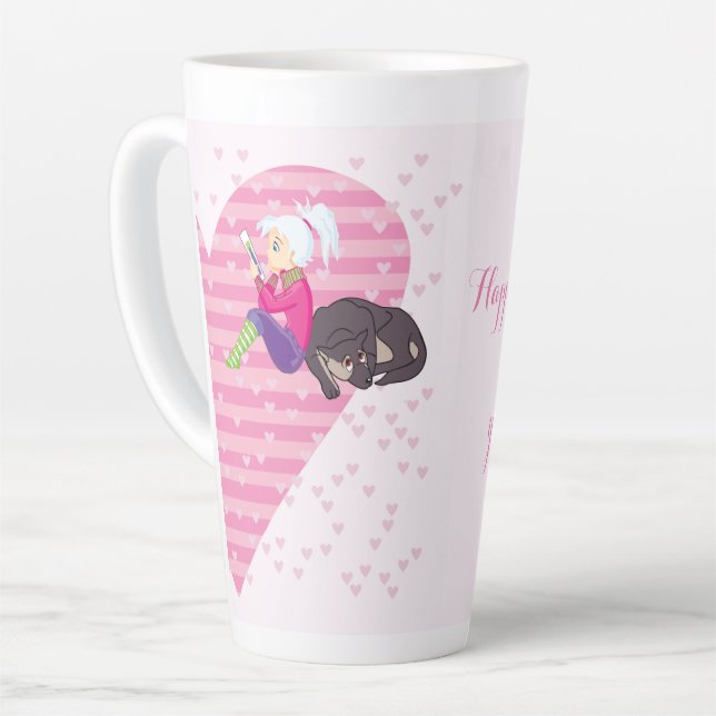 Tasse Latte Fille Être amoureuse (Angle gauche)