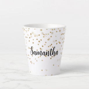 Tasse Latte Fille Glam Gold Sparkle Confetti Personnalisé