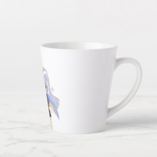 Tasse Latte Fille Heureuse Illustration Dessinée à la Main – P