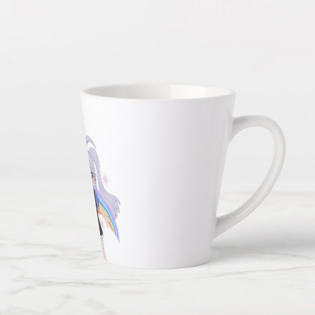 Tasse Latte Fille Heureuse Illustration Dessinée à la Main – P (Droite)