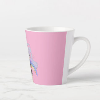Tasse Latte Fille Heureuse Illustration Dessinée à la Main – P