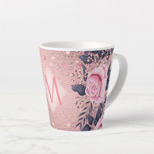 Tasse Latte Fille jamais ROSEGOLD Bleu rose Floral MONOGRAS