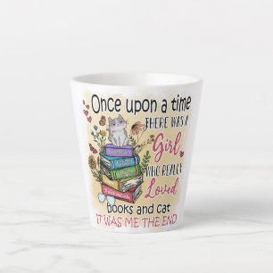 Tasse Latte Fille qui aime les livres et les chats