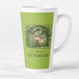 Tasse Latte Fille Vintage de la Saint Patrick avec Shamrock