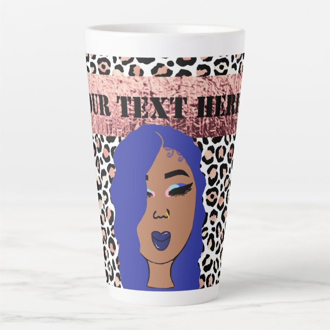 Tasse Latte Filles de Glam personnalisées Sassy Cheetah Print  (Devant)