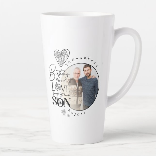 Tasse Latte Fils moderne , petit-fils Anniversaire Typographie (Droite)