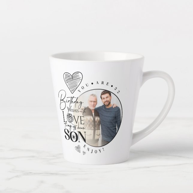 Tasse Latte Fils moderne , petit-fils Anniversaire Typographie (Droite)