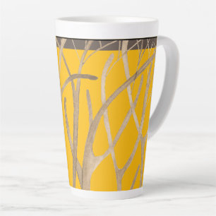 Tasse Latte Fin d'automne sur une grande tonnaie
