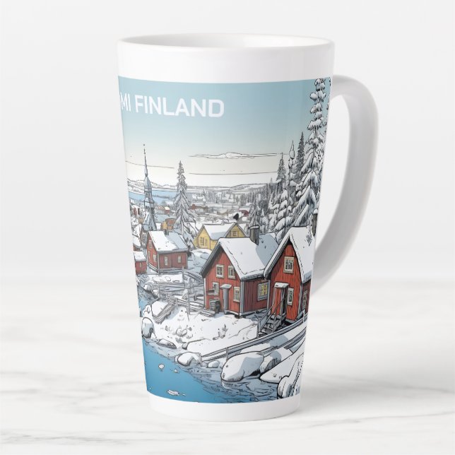 Tasse Latte Finlande Illustration hivernale (Angle droit)