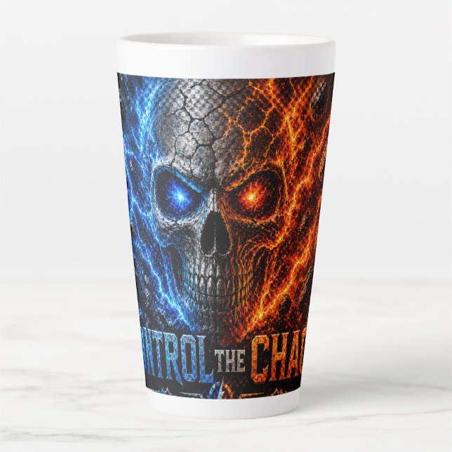 Tasse Latte Fire vs Ice Skull 3D Shirt –  (Devant)