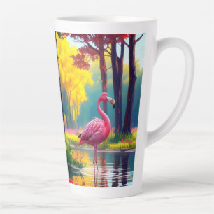 Tasse Latte Flamant debout dans le lac-36547