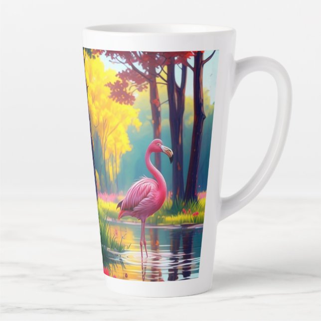 Tasse Latte Flamant debout dans le lac-36547 (Droite)