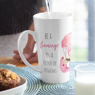 Tasse Latte Flamant rose Aquarelle Exotique Rose Moderne Avec 
