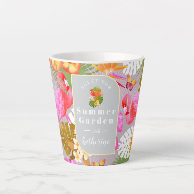Tasse Latte Flamant rose Garden Grey (Devant)