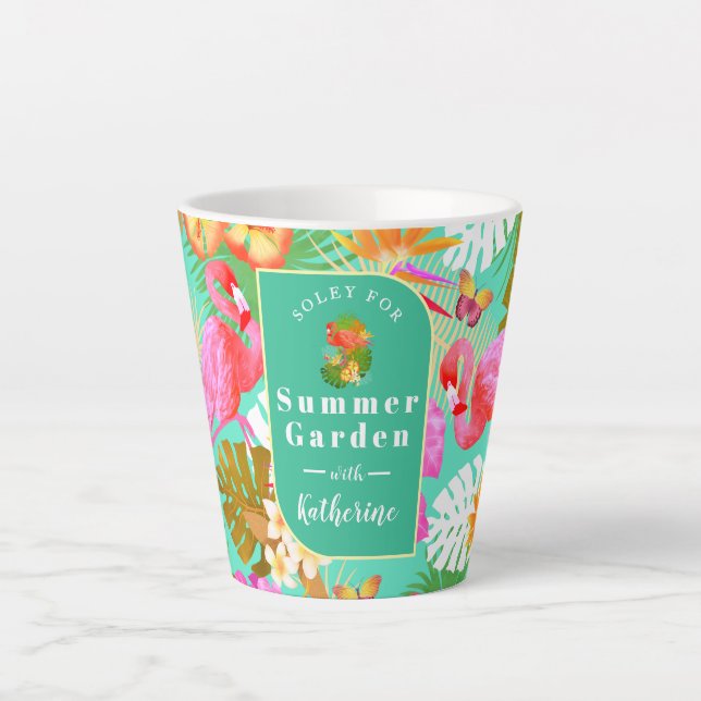 Tasse Latte Flamant rose Garden Turquoise (Devant)
