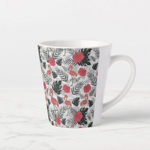Tasse Latte Flamant rose motif sans couture avec arrière - pla