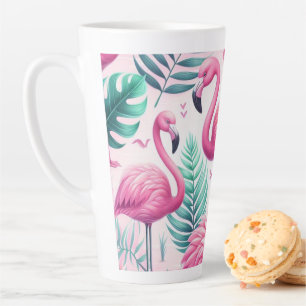 Tasse Latte Flamant rose rose Conception tropicale