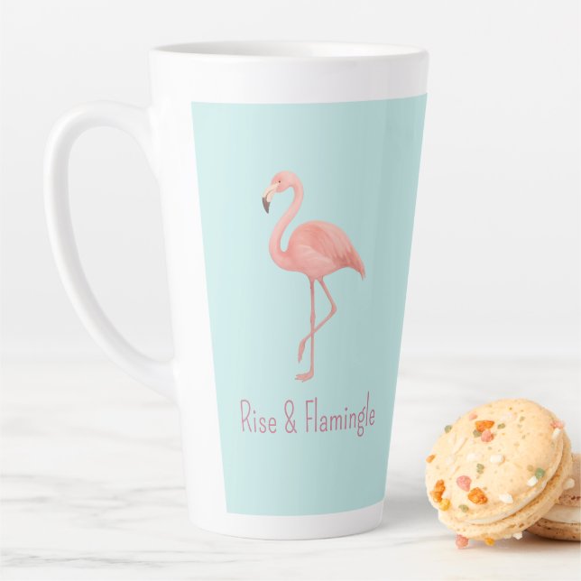 Tasse Latte Flamant rose rose de levage et flamingle - bleu cl (En situation)