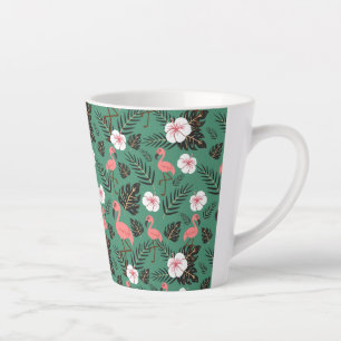 Tasse Latte Flamant rose rose motif transparent sur arrière -